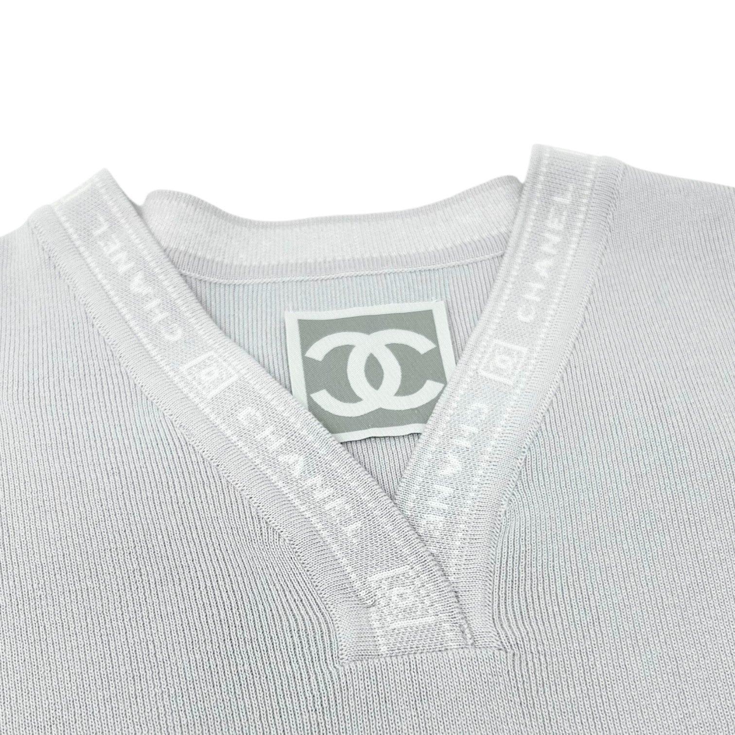 CHANEL Sport Vintage 04P CC Logo T-shirt Shorts Set Cotton Gray Short Pants