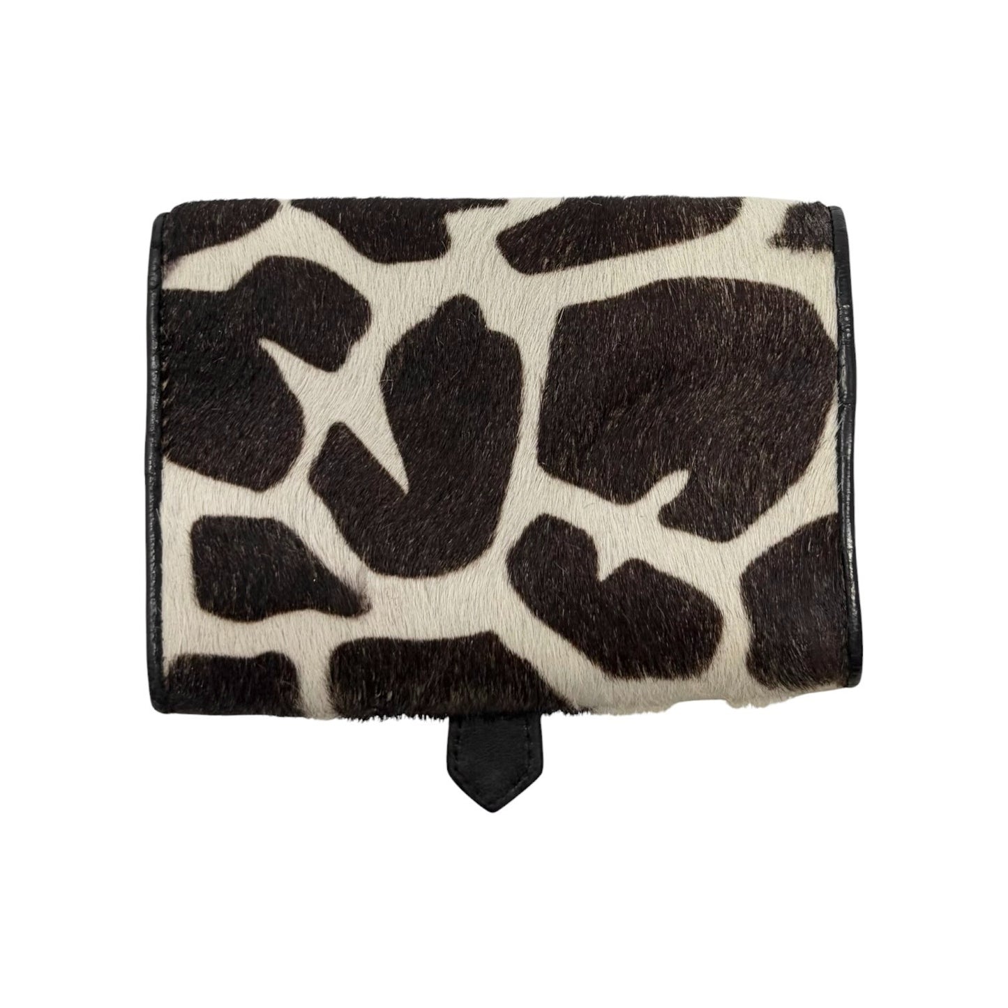 PRADA Vintage Triangle Logo Giraffe Pony Hair Mini Key Case Brown White 902440