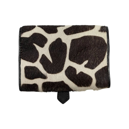 PRADA Vintage Triangle Logo Giraffe Pony Hair Mini Key Case Brown White 902440