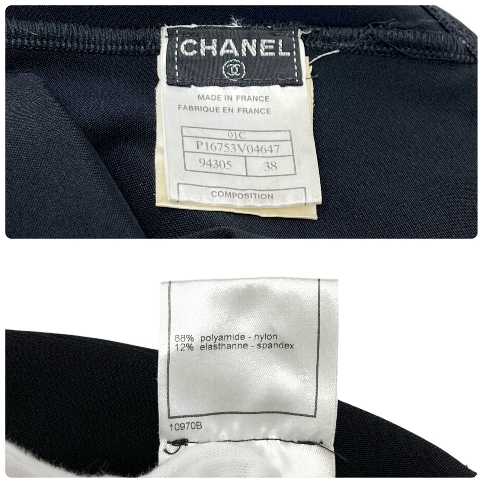 CHANEL Vintage 01C Big CC Mark Logo Swimsuit #38 One-piece Black Nylon Rank AB