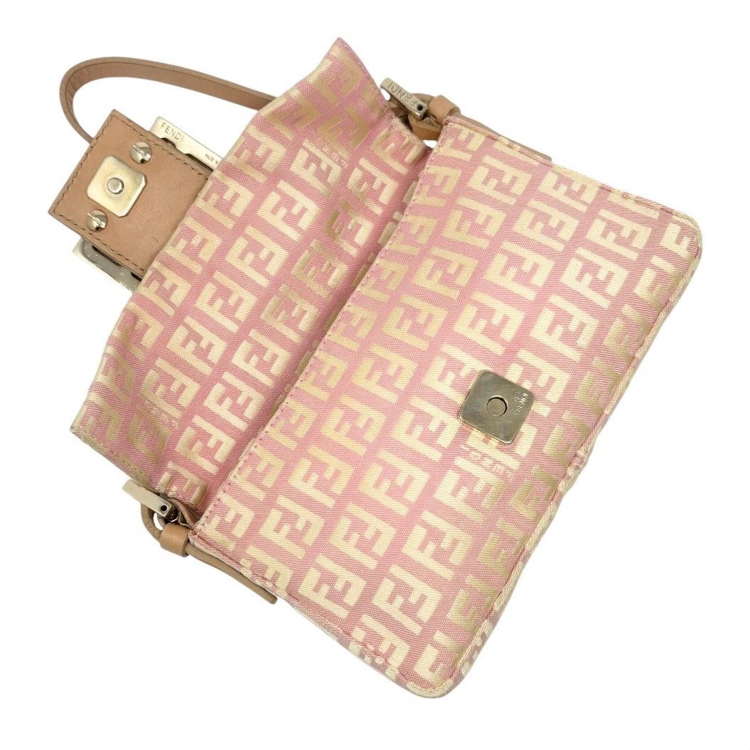 FENDI Vintage Zucchino Mamma Baguette Mini Bag Pochette Pink Beige 901893