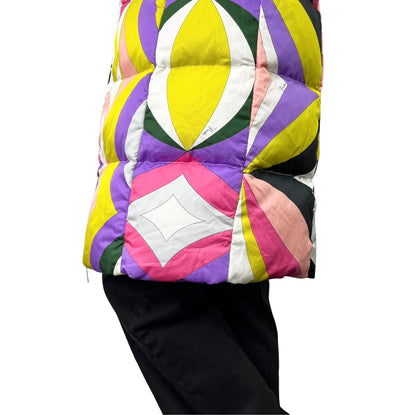 EMILIO PUCCI Vintage Geometric Print Puffer Jacket Coat #36 Multicolor 902812
