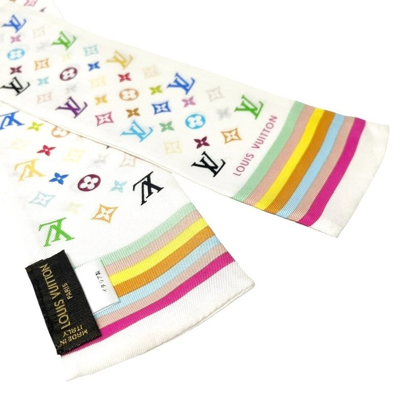 LOUIS VUITTON Vintage LV Monogram Multicolor Bandeau Scarf Silk Hair Accessory