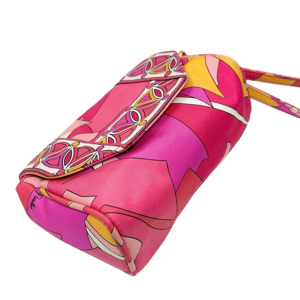 EMILIO PUCCI Vintage Logo Geometric Print Wristlet Clutch Bag Pink 902805