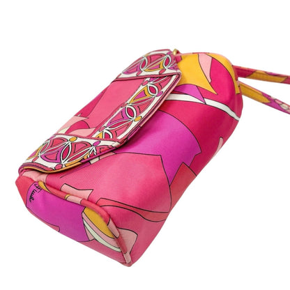 EMILIO PUCCI Vintage Logo Geometric Print Wristlet Clutch Bag Pink 902805