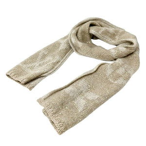 LOUIS VUITTON Vintage LV Monogram Logo Knit Sequins Scarf Shawl Beige Mohair
