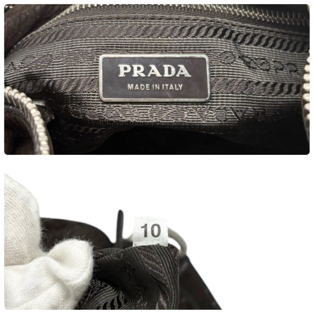 PRADA Vintage Triangle Logo One Shoulder Bag Textured Suede Brown Leather 902350