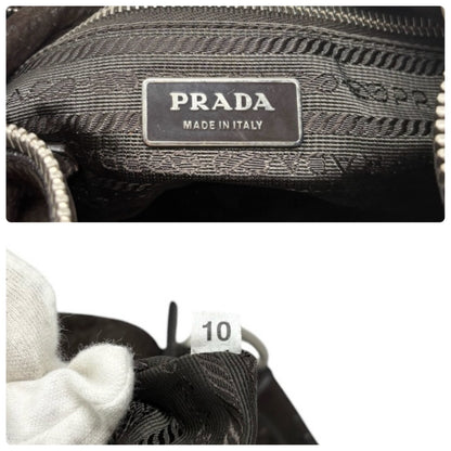 PRADA Vintage Triangle Logo One Shoulder Bag Textured Suede Brown Leather 902350