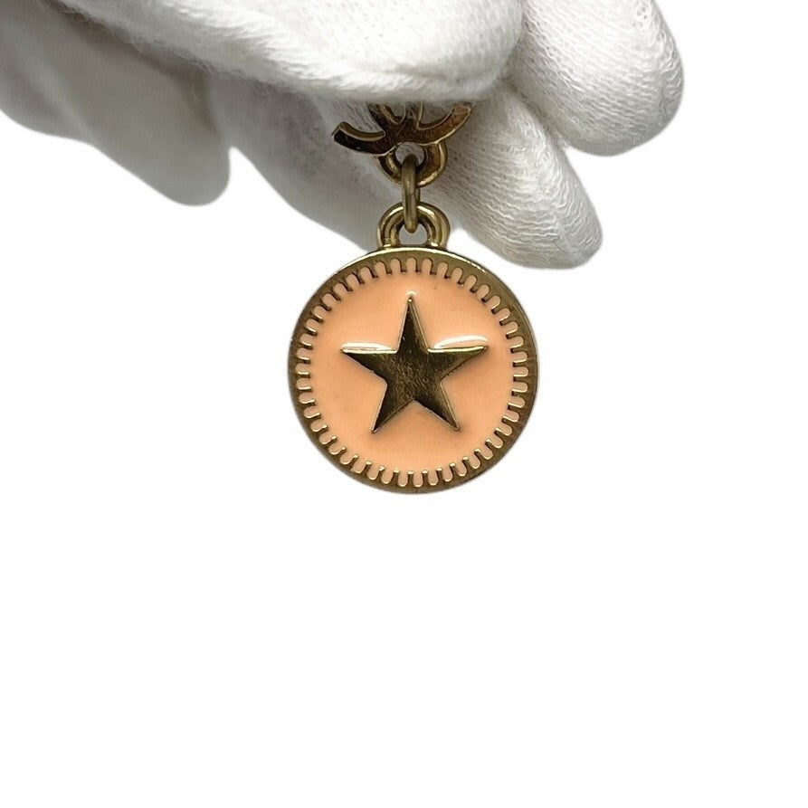CHANEL Vintage 01P CC Logo Star Studded Earring Gold Orange Accessory