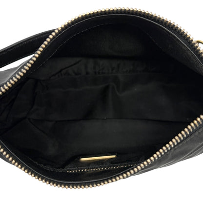 PRADA Vintage Mini Shoulder Nylon Bag Handbag Pochette Black Gold Logo