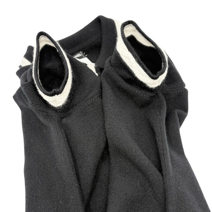 CHANEL Vintage 04A CC Logo Knit Dress One-piece #34 Black Gray Cashmere Button