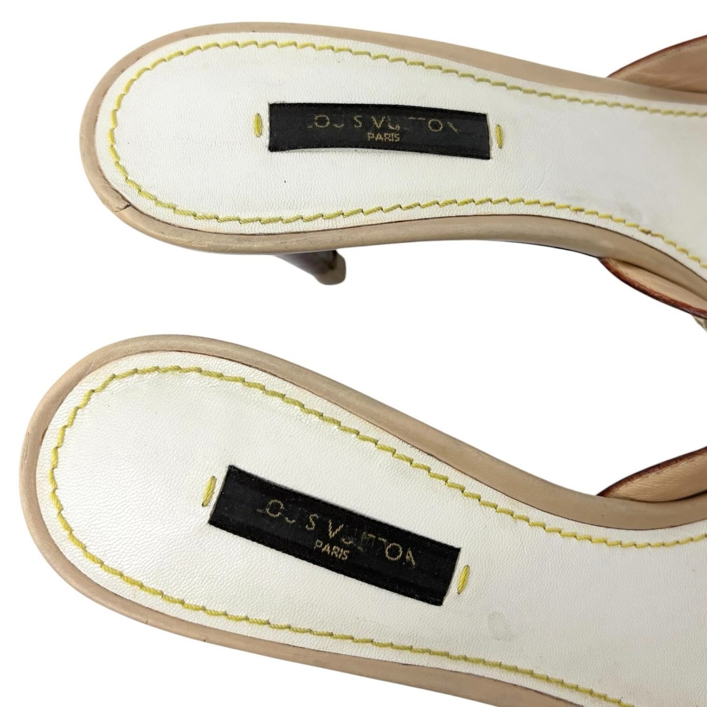 LOUIS VUITTON Vintage Monogram Multicolor Studs Sandals #38 White Gold 902551