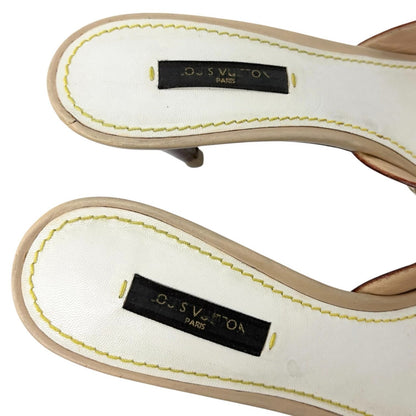 LOUIS VUITTON Vintage Monogram Multicolor Studs Sandals #38 White Gold 902551