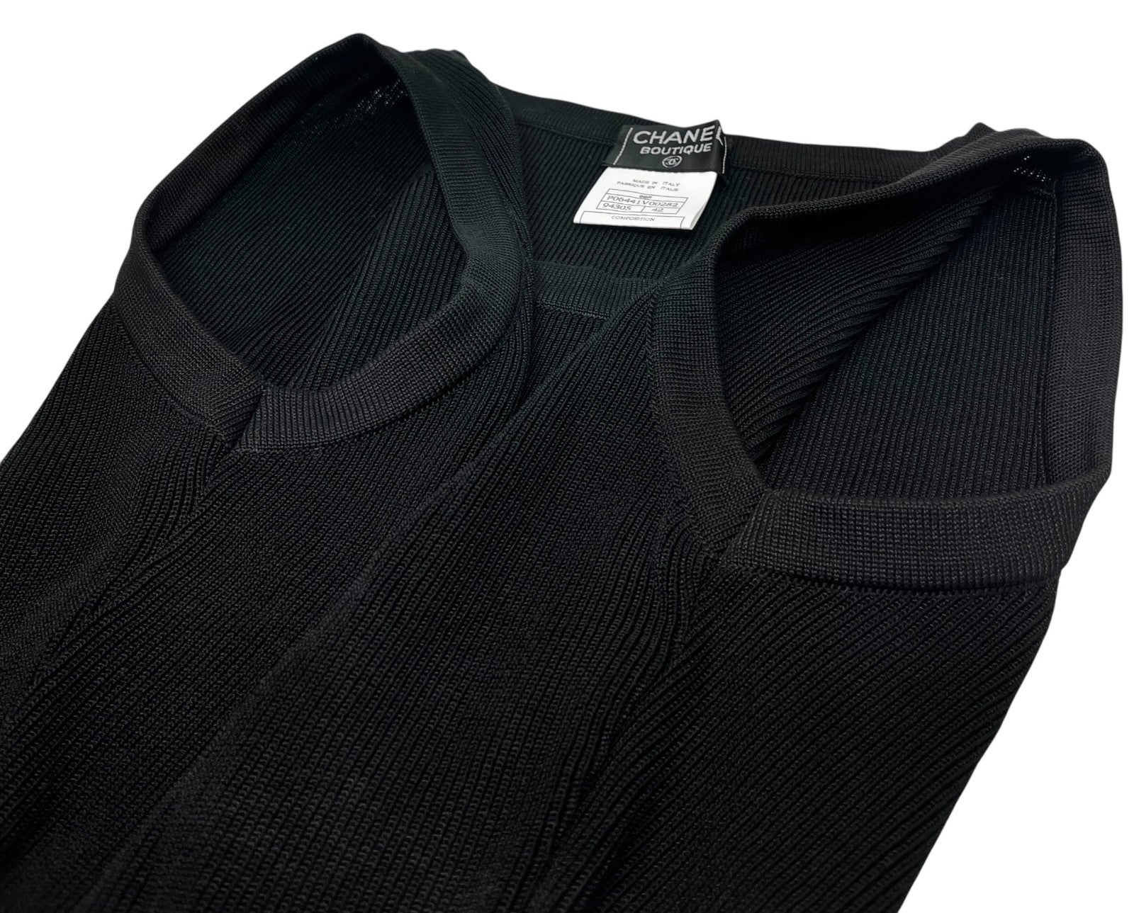 CHANEL Vintage 96P CC Sleeveless Top Shorts Set #42 Knit Black Rayon Cotton