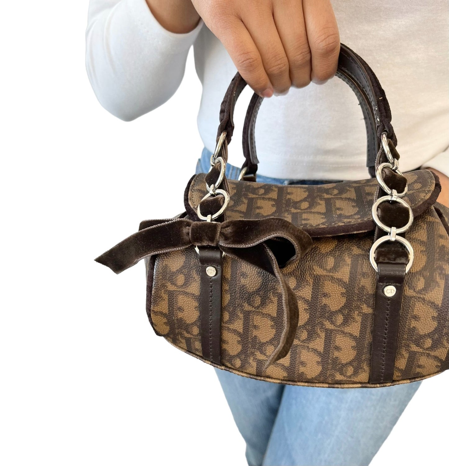 Christian Dior Vintage 2005 Romantique Trotter Monogram Mini Bag Brown 901843