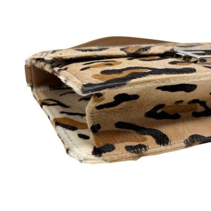 FENDI Vintage Mamma Baguette Leopard Shoulder Bag Brown Pony Calf Hair 902353
