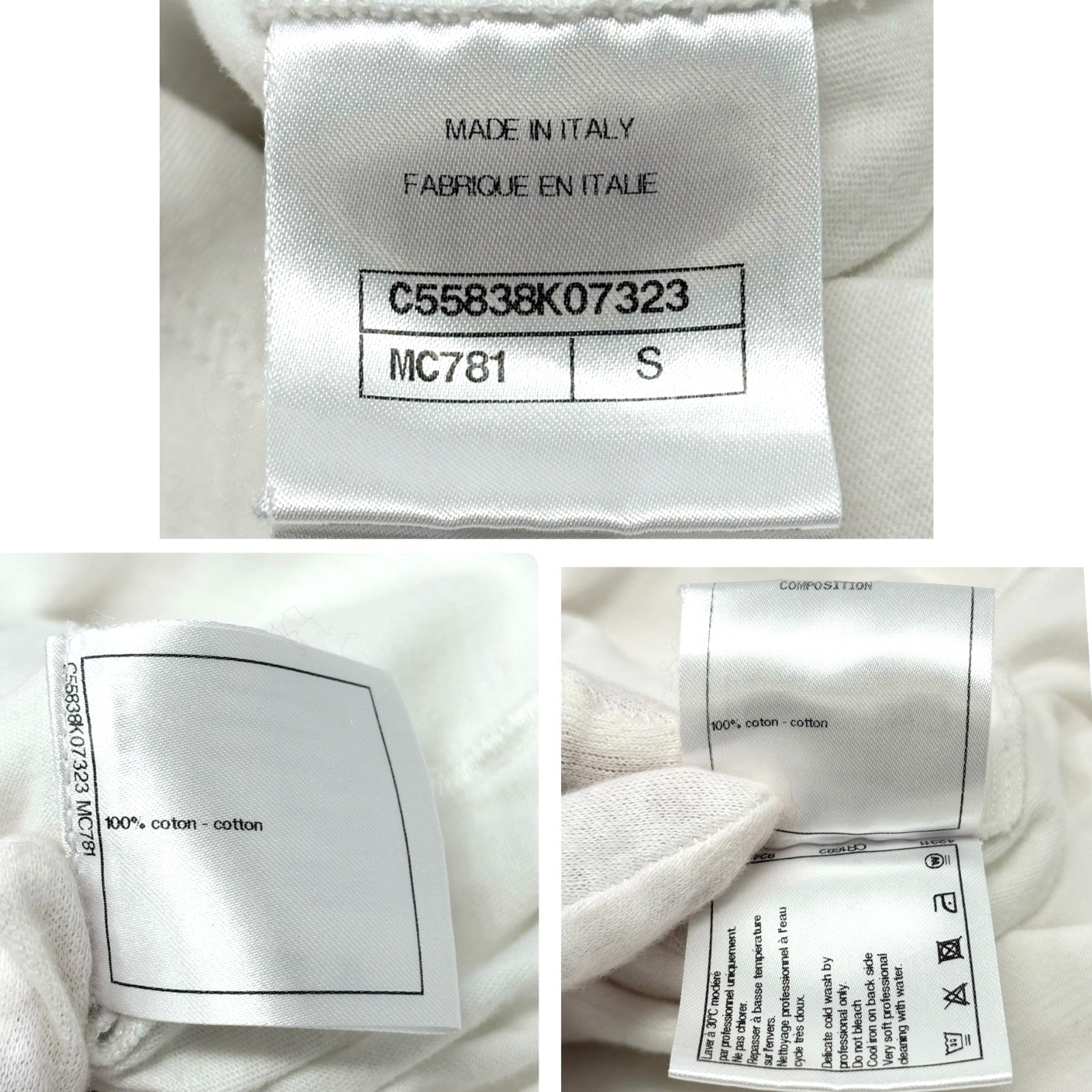 CHANEL Vintage C55838 CC Logo Viva Cuba Libre T-shirt Top #S White Pink Cotton