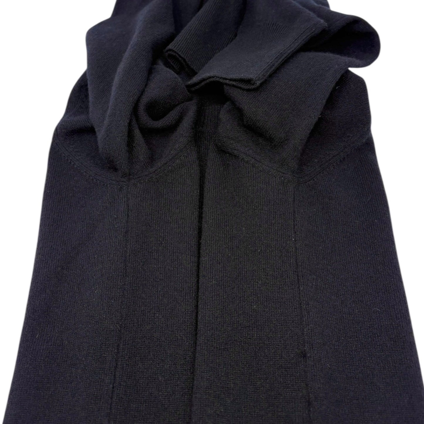 CHANEL Vintage CC Logo Turnlock Cashmere Ribbed Sweater Knit Top #36 Black