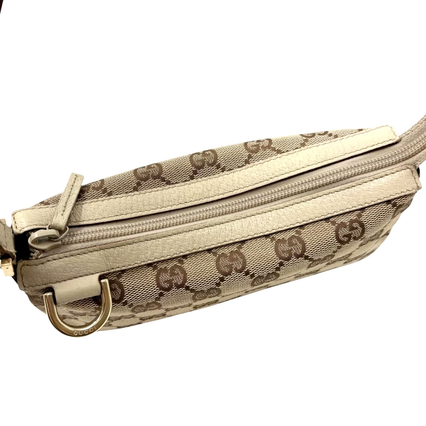 GUCCI Vintage GG Monogram Abbey Mini Shoulder Bag White Brown Canvas 901868
