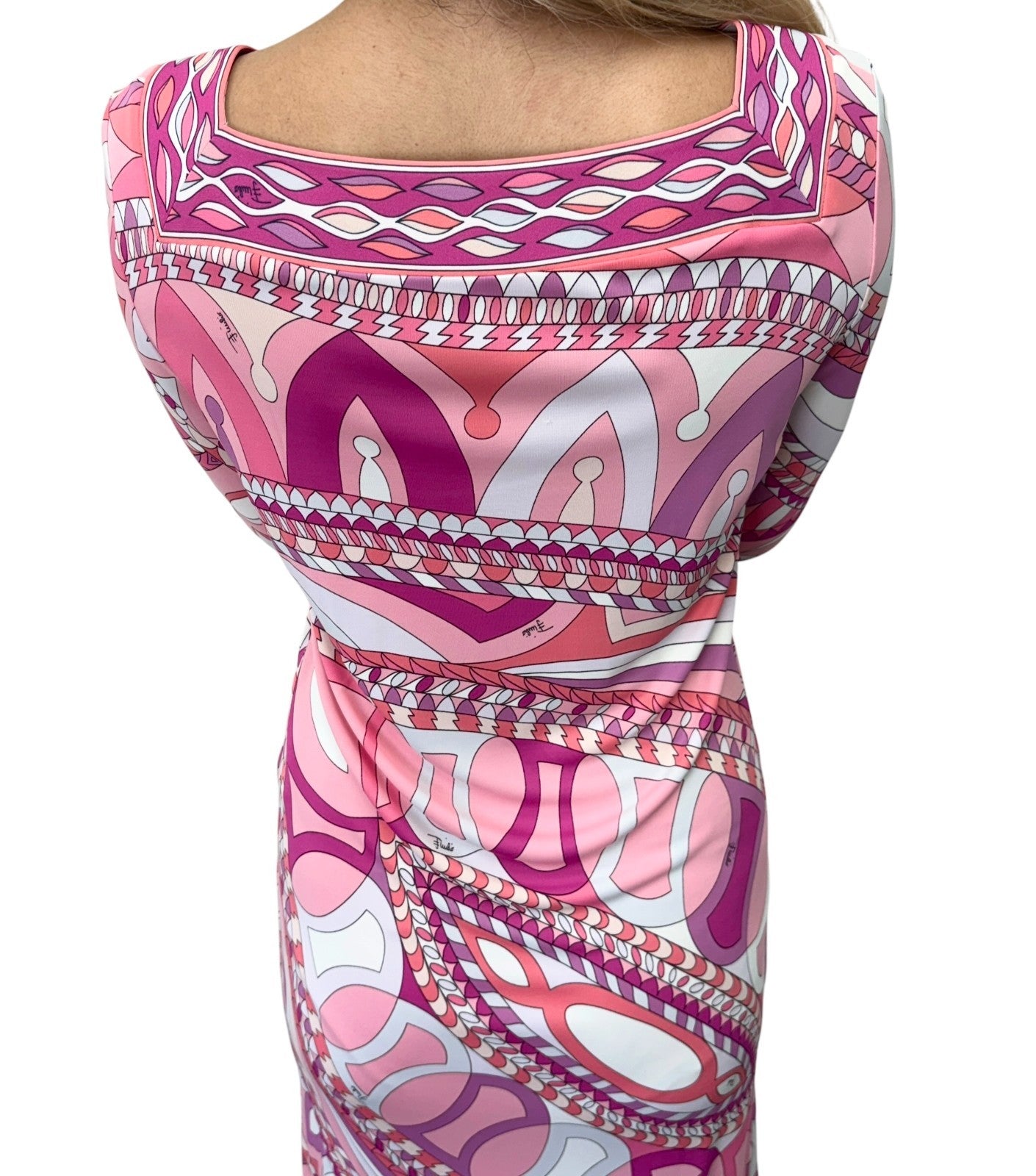 EMILIO PUCCI Vintage Mini Dress One-Piece #38 Pink Multicolor Rayon 901858