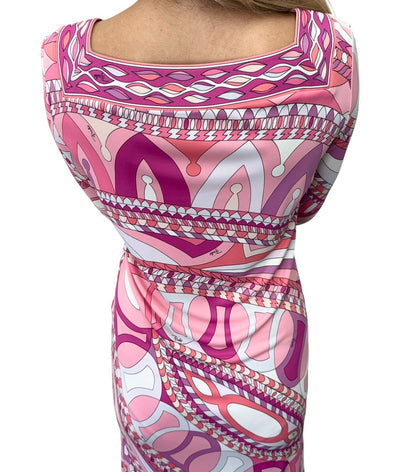 EMILIO PUCCI Vintage Mini Dress One-Piece #38 Pink Multicolor Rayon 901858