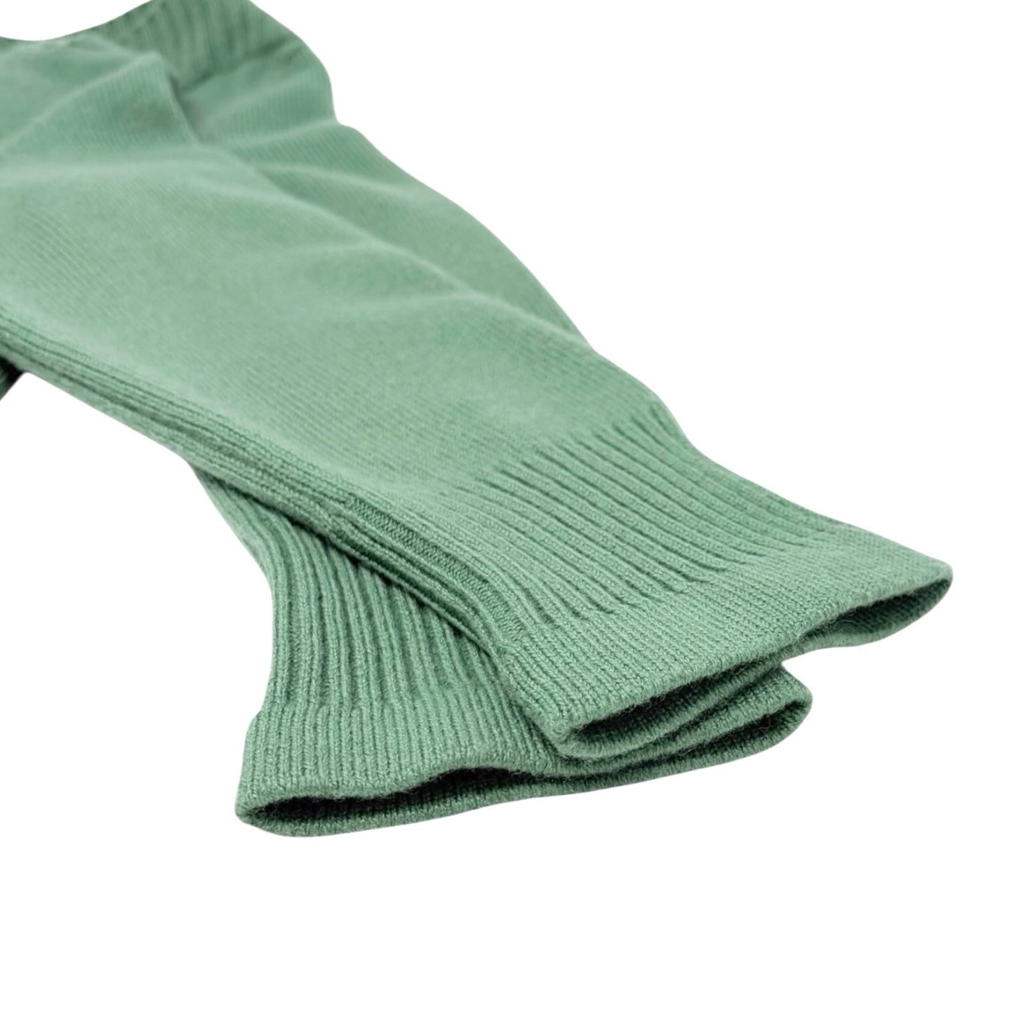 CHANEL Vintage P44445 CC Logo Turnlock Cashmere Knit Sweater Dress #38 Green