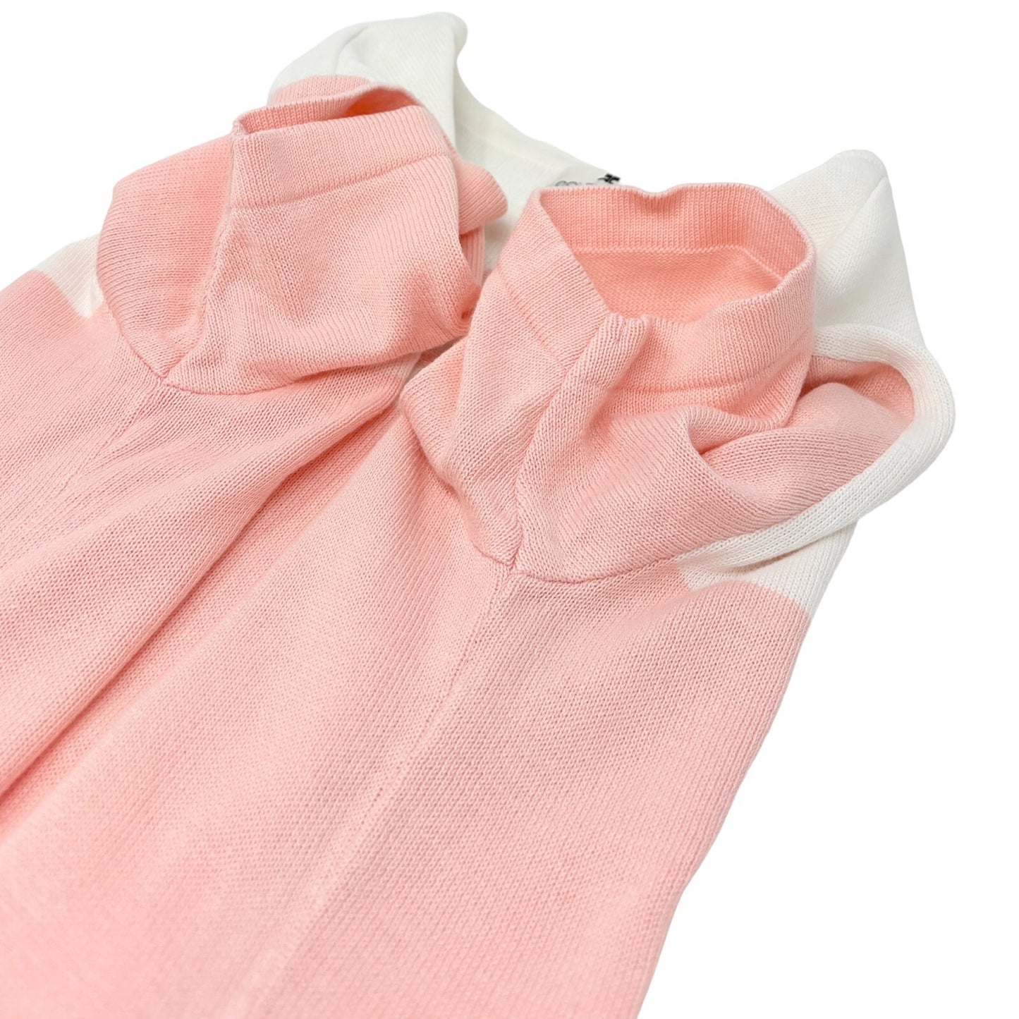 Courreges Vintage Logo Bicolor Knit T-shirt #9R Top Pink White Cotton Rank AB