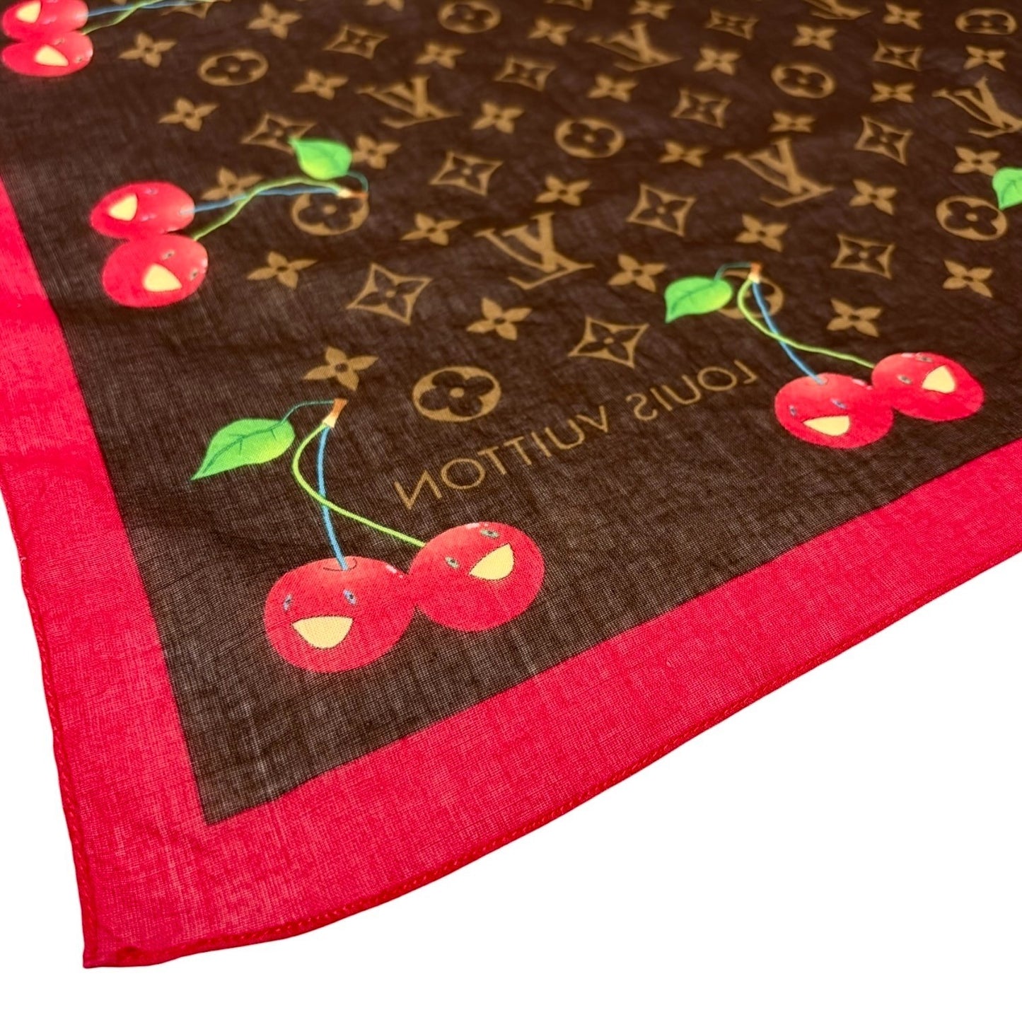 LOUIS VUITTON Vintage LV Monogram Cherry Scarf Wrap Takashi Murakami 902243