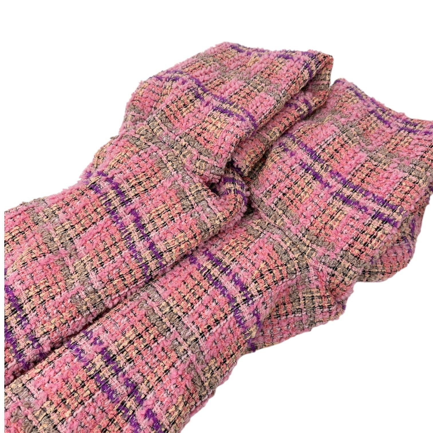 CHANEL Vintage 94A CC Logo Button Tweed Blazer Jacket Pink Multicolor Wool