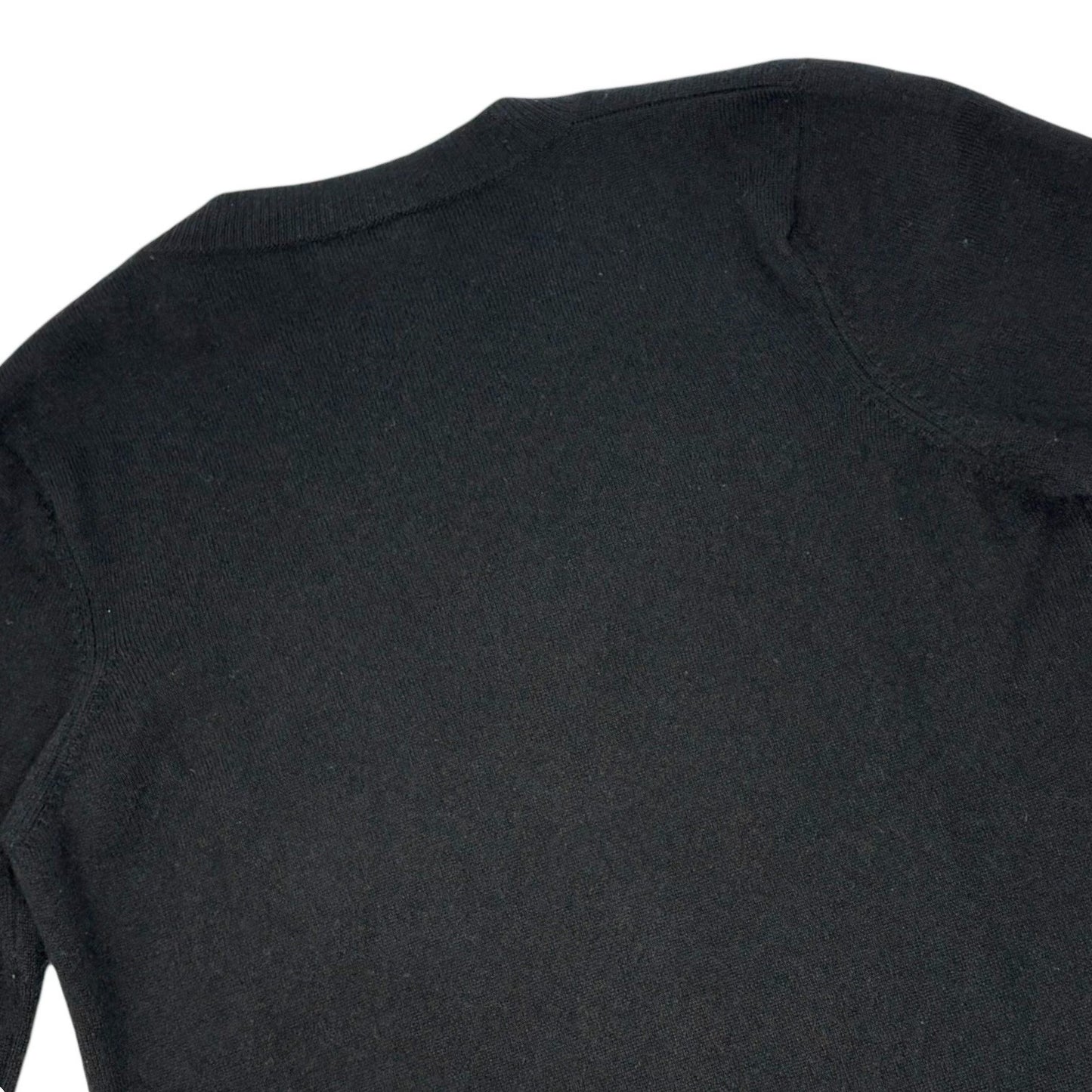 CHANEL Vintage CC Logo Turnlock Cashmere Ribbed Sweater Knit Top #36 Black