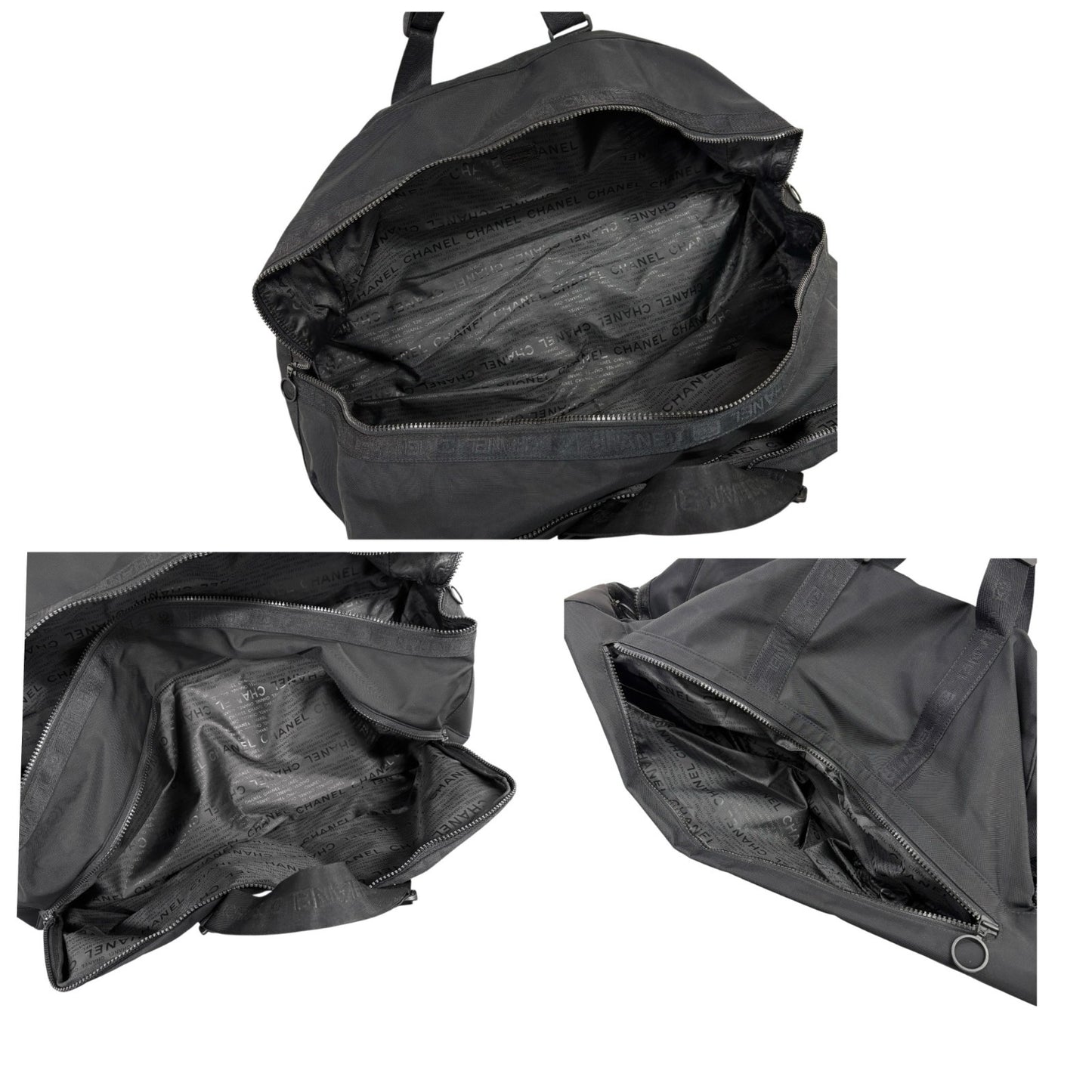 CHANEL Sport Vintage A19977 Nylon Travel Gym Bag L Black CC Logo Bowling
