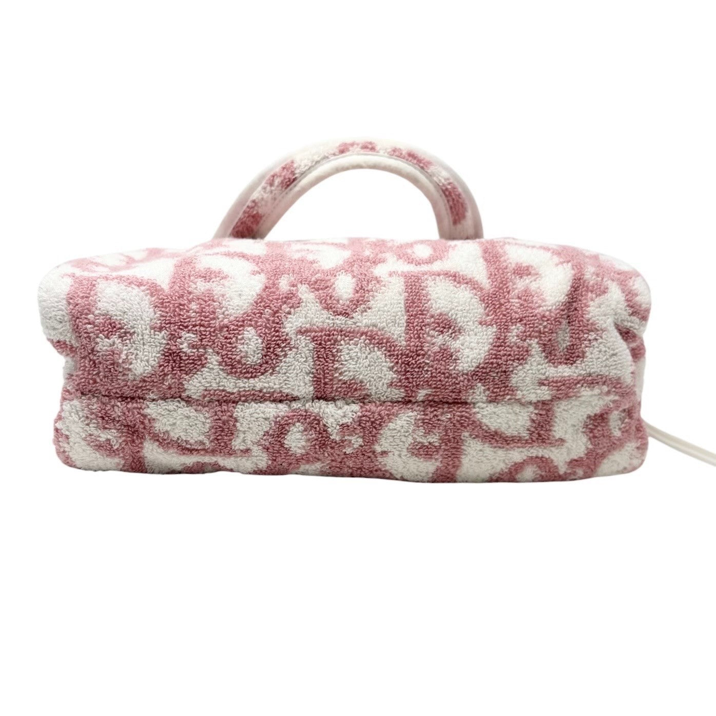 Christian Dior Vintage Trotter Monogram Terry Cloth Mini Bag Pink White 902581