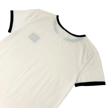 CHANEL Vintage 06C CC Logo Knit Pocket Top #38 Beige Black Cashmere 902578