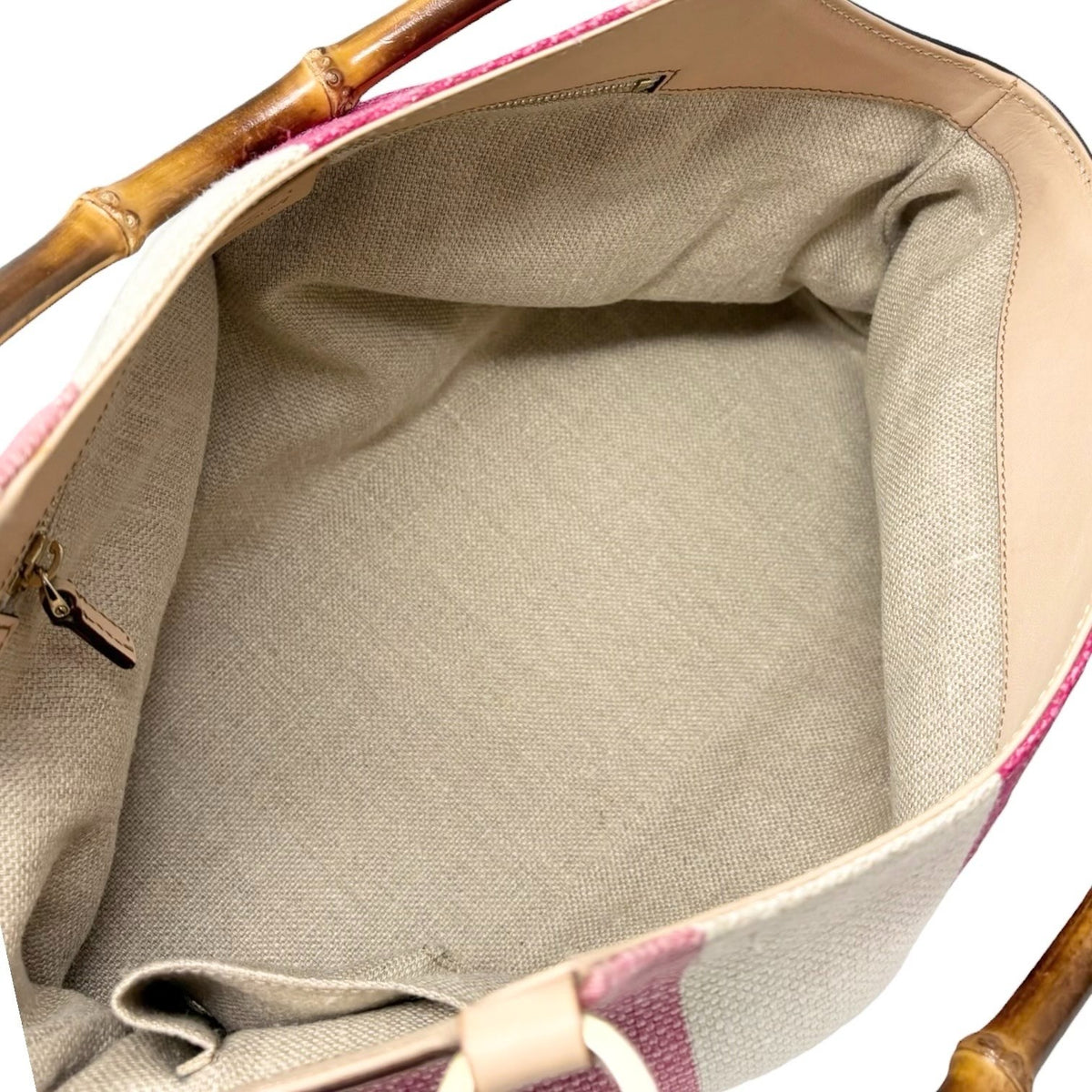 GUCCI Vintage Bamboo Stripe Hobo Shoulder Bag Handbag Multicolor Canvas 902335
