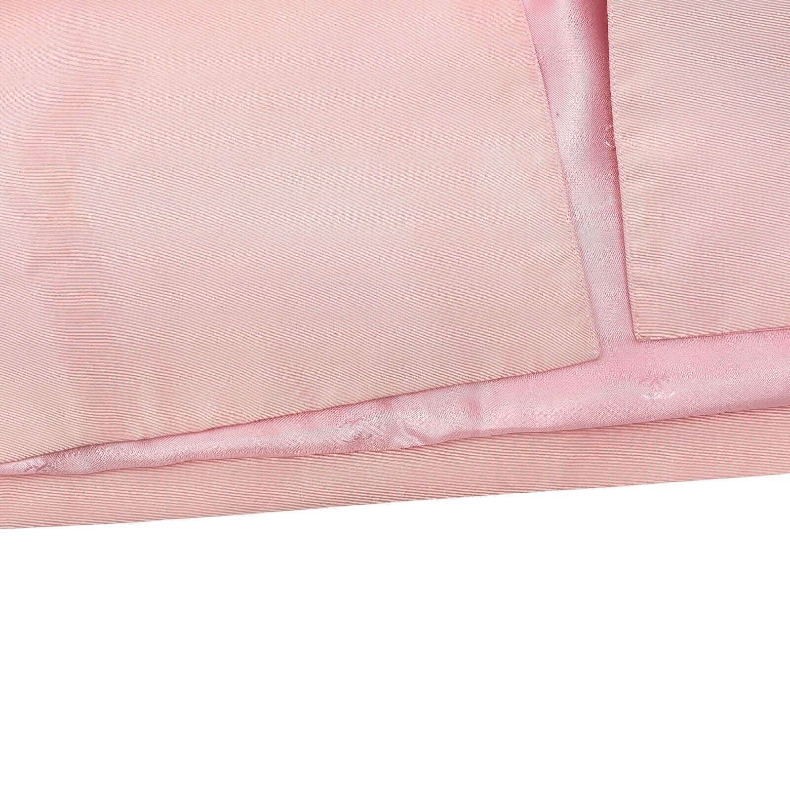 CHANEL Vintage 96P CC Logo Trench Coat Jacket #38 Pink Silver Silk Button