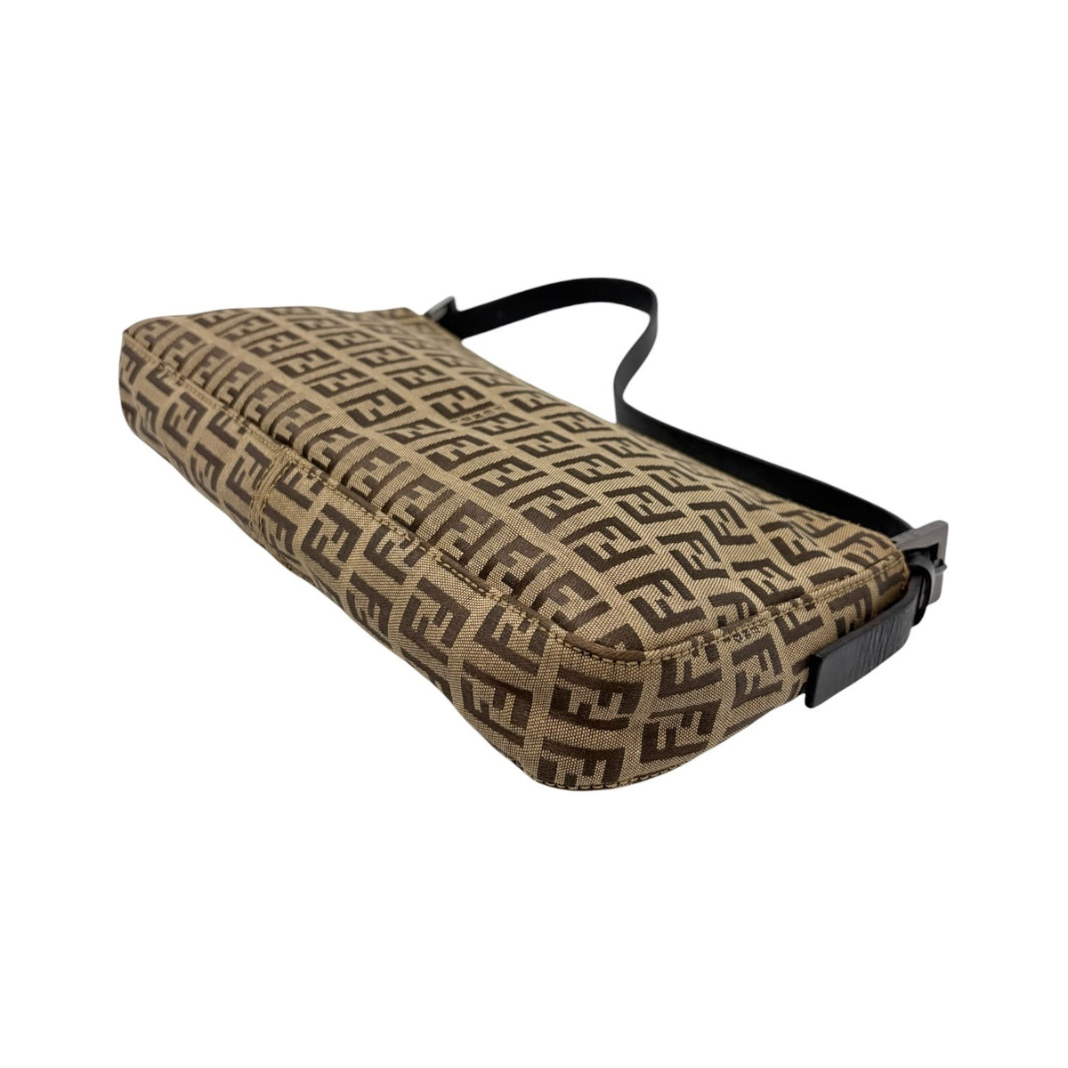 FENDI Vintage Logo Zucchino Shoulder Bag Beige Brown Canvas Pochette 902481