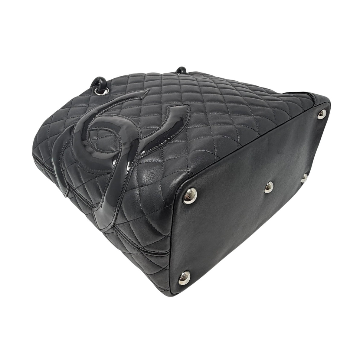 CHANEL Vintage Cambon Line CC Logo Quilted Shoulder Tote Bag Black 902456