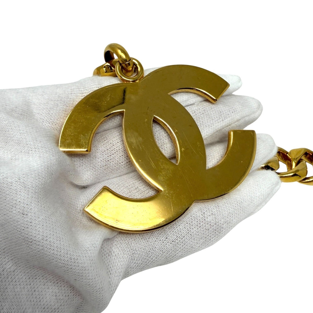 CHANEL Vintage 93P CC Logo Chain Waist Belt Accessory Gold Metal 902396