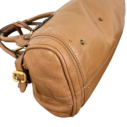 Chloe Vintage Paddington Padlock Key Boston Bag Leather Brown Gold 902319