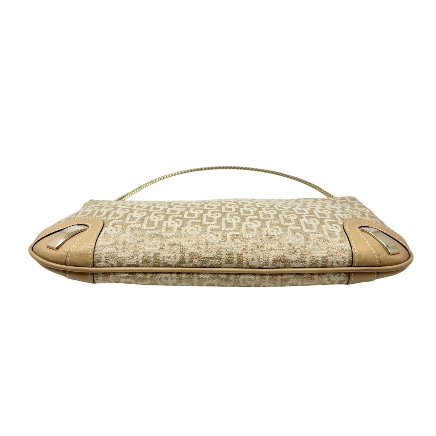 DOLCE&GABBANA Vintage DG Logo Chain Shoulder Bag Beige Gold Canvas 902060