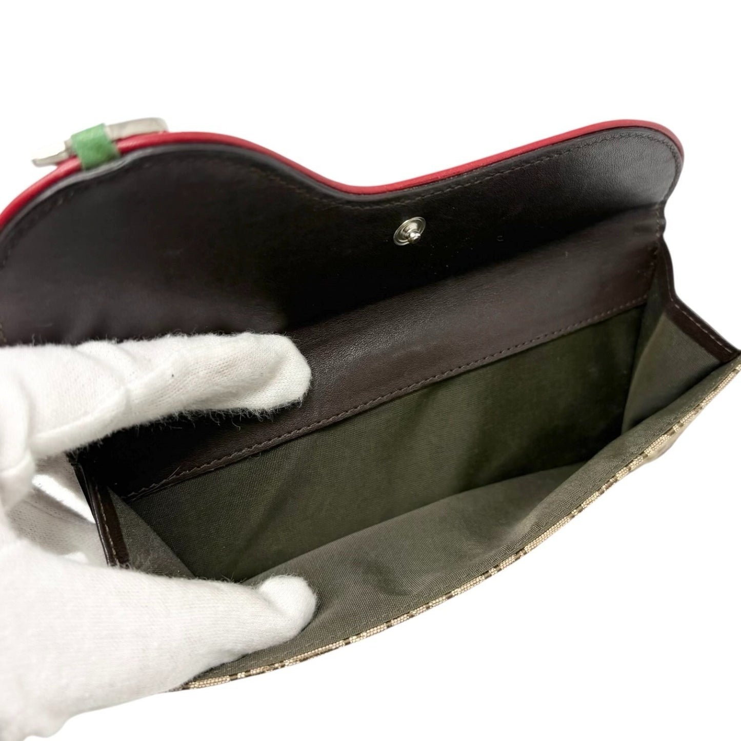 Christian Dior Vintage Trotter Monogram Rasta Color Canvas Saddle Wallet Beige