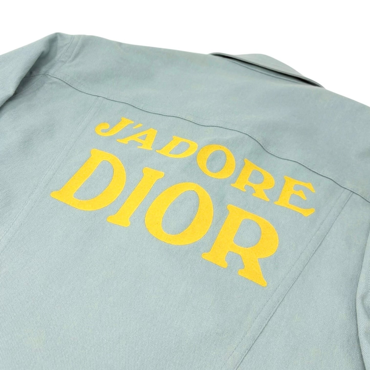 Christian Dior Vintage 2001 J'ADORE Logo Denim Twill Jacket #36 Blue Yellow