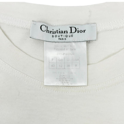 Christian Dior 2002 Vintage Addict Big Logo T-shirt Top #38 White Black Cotton