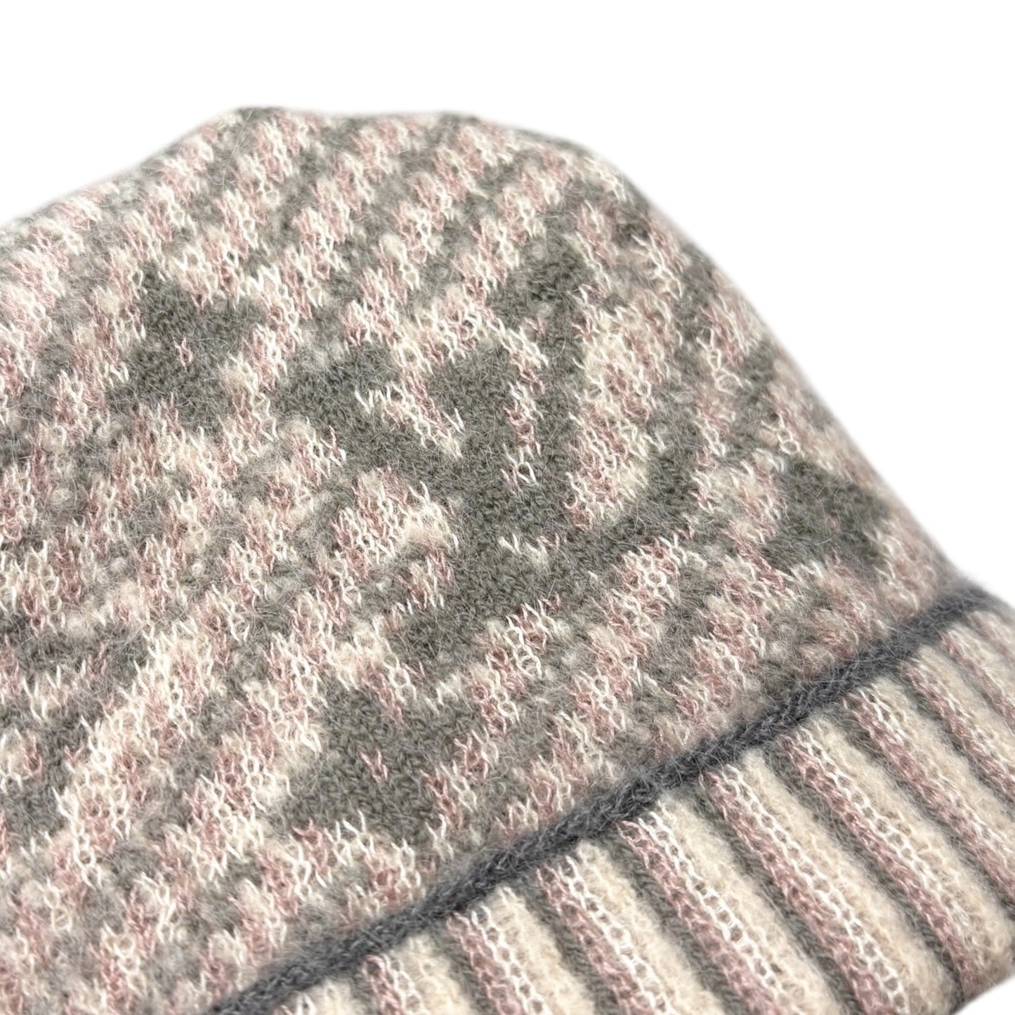 LOUIS VUITTON Vintage Knit Cap Beanie Hat Mohair Wool Gray Multicolor LV Logo