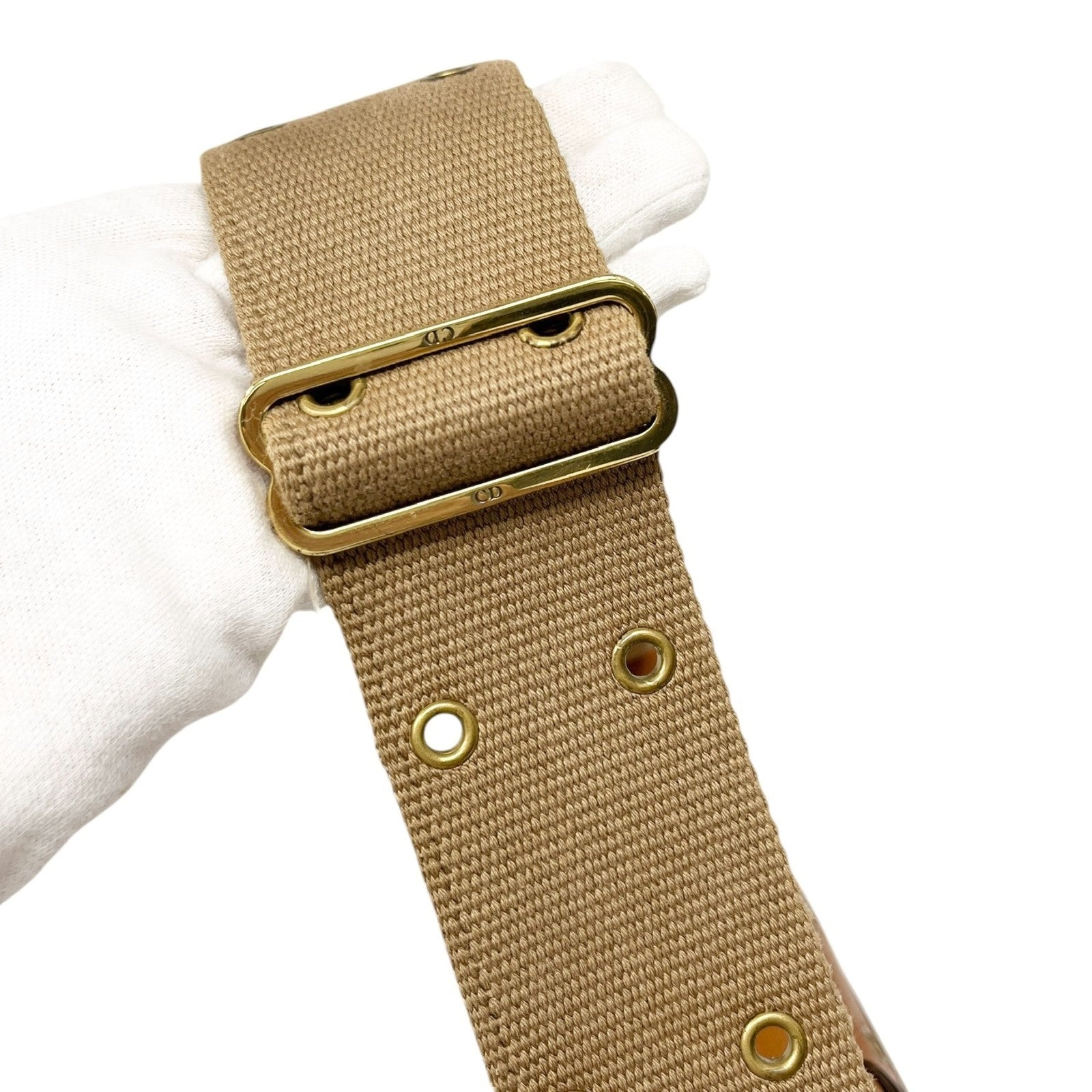 Christian Dior Vintage Trotter Monogram Street Chic Columbus Shoulder Bag Beige