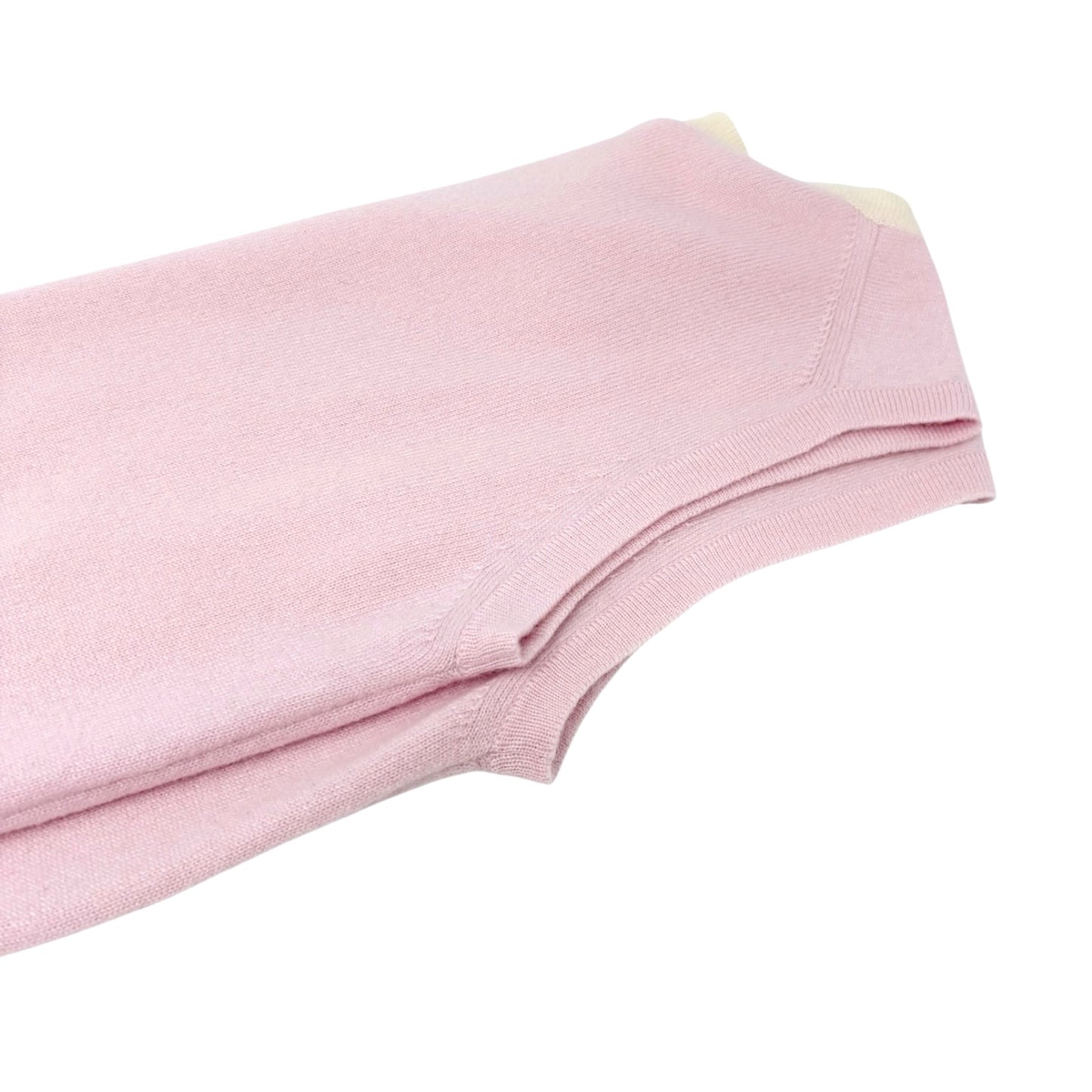 CHANEL Vintage 96C CC Logo Button Cashmere Knit Tank Top #38 Pink Cream