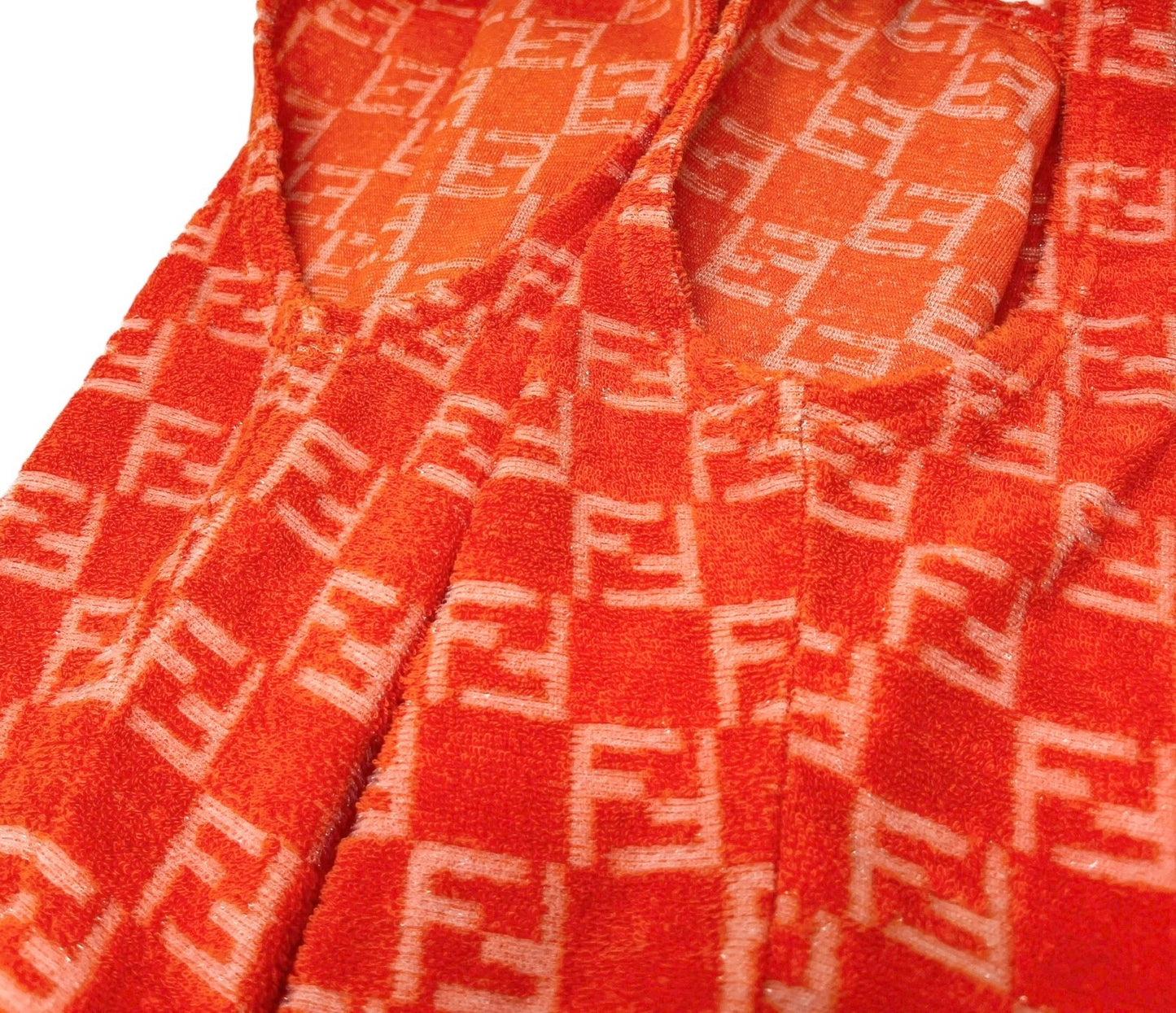 FENDI Vintage Zucchino Monogram Tank Top Short Pants Set #46 Terry Orange Cotton