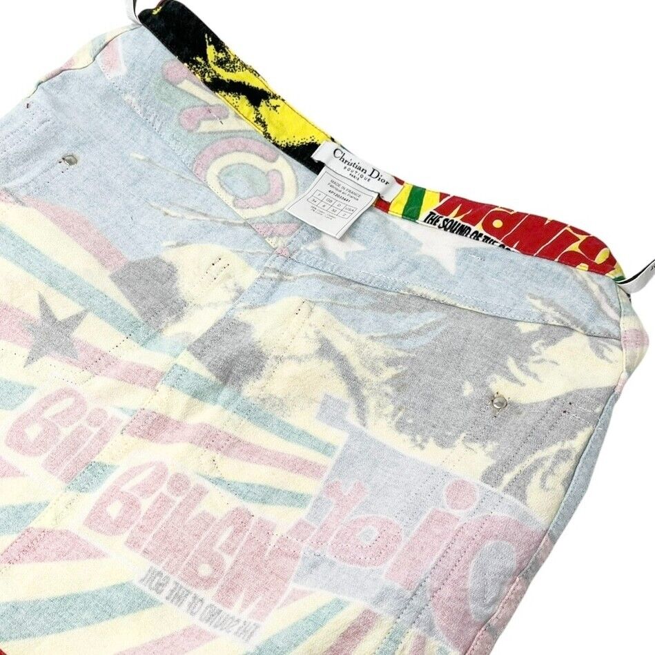 Christian Dior Vintage 2004 Rasta Mania Mini Skirt #34 Cotton Multicolor Zip