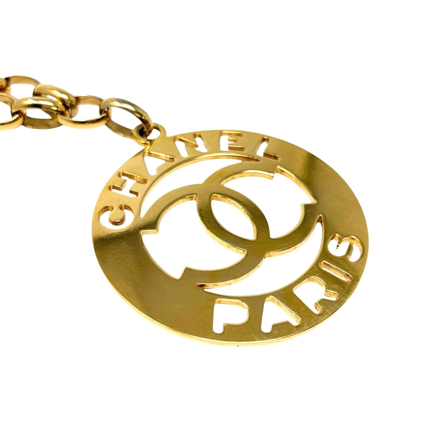 CHANEL Vintage Big CC Logo Gold Chain Belt Necklace Accessory Metal 901932