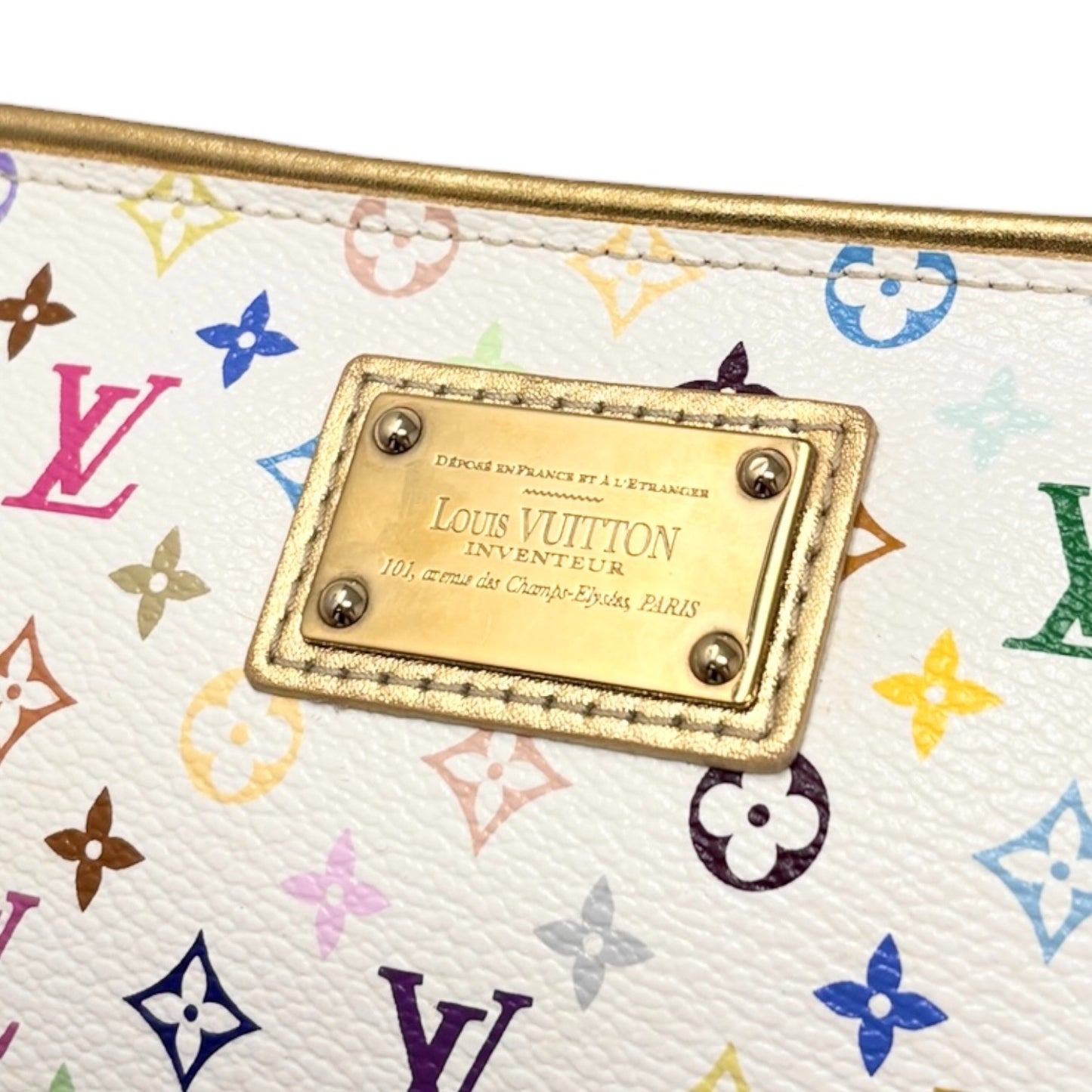 LOUIS VUITTON Vintage Monogram Multicolor Mini Pouch Bag Leather White 902414